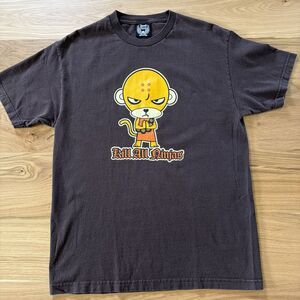 Vtg Y2K Kung Poo Monkey Mondo Media "Kill All Ninjas" Brown T Shirt L Junk Food
